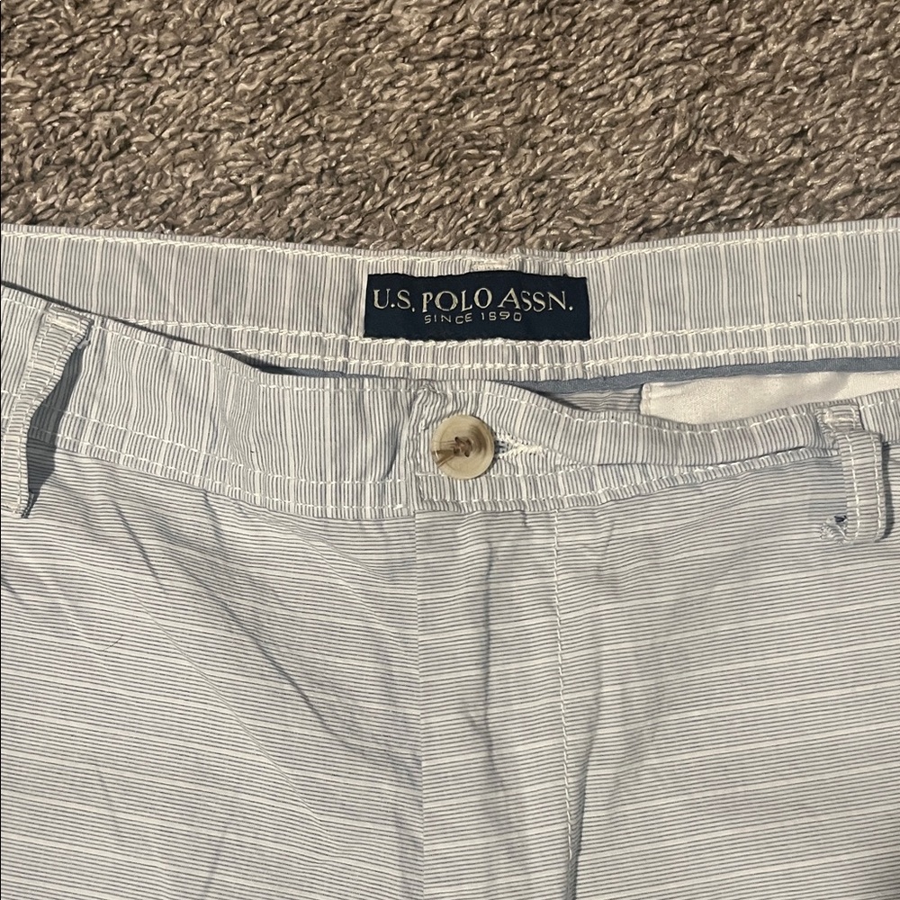 U.S POLO Men's Light Gray Striped Shorts - Picture 2 of 4
